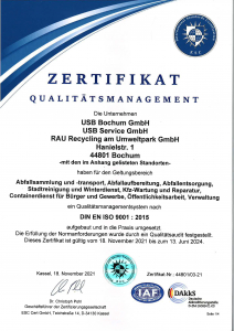 Zertifikat für Qualitätsmanagement