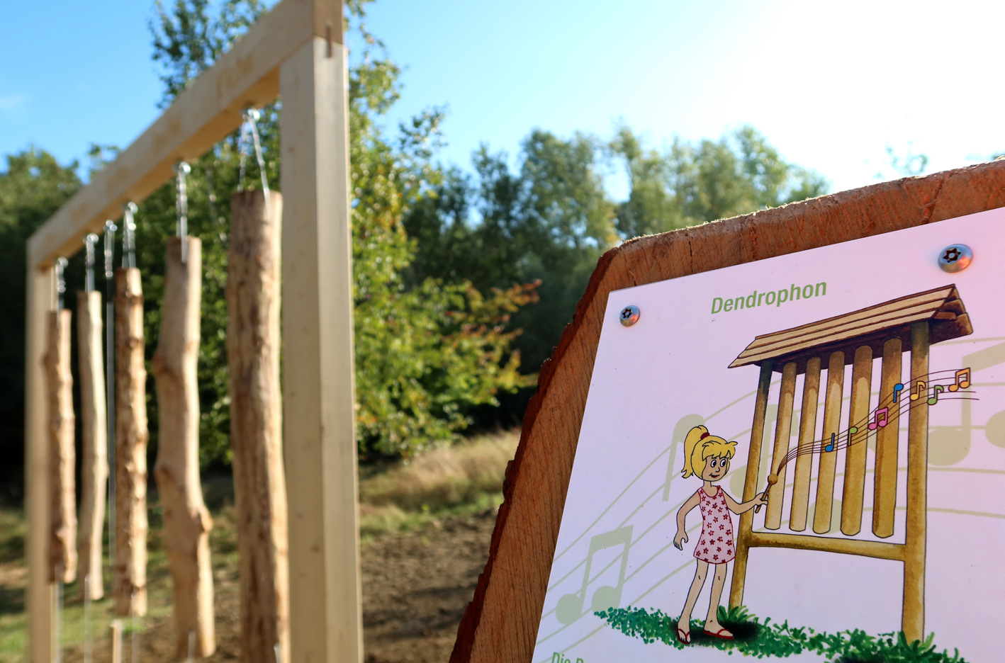 Eine Holztafel mit Aufschrift Dendrophon