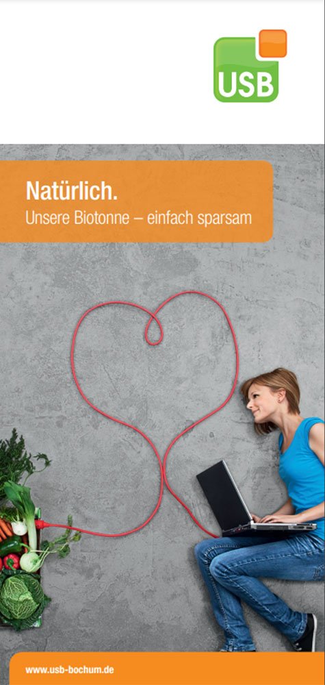 Flyer für die Biotonne mit Aufschrift Natürlich. Unsere Biotonne- einfach Sparsam